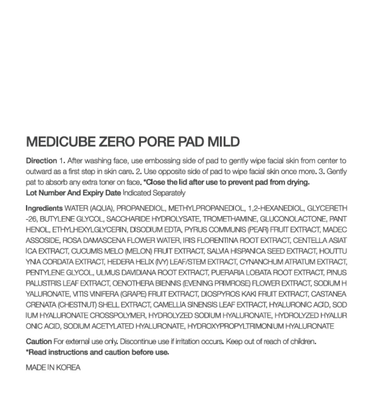 Medicube 70 Piece Zero PoreÂ Pad Mild 155g -Â PHA,Â Hyaluronic Acid,Â Madecassoside and Panthenol 3 of 5