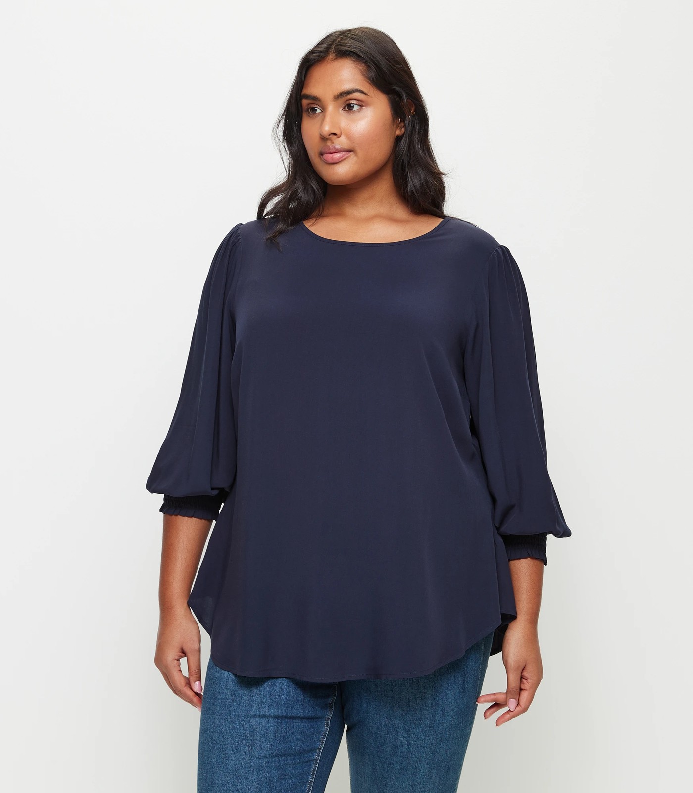 Curve Long Sleeve Shirred Cuff Top | Target Australia