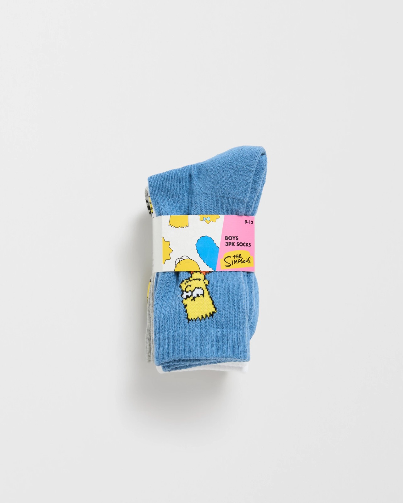 Licensed The Simpsons Cotton Blend 3 Pack Older Boys Quarter Crew Socks 3 of 3