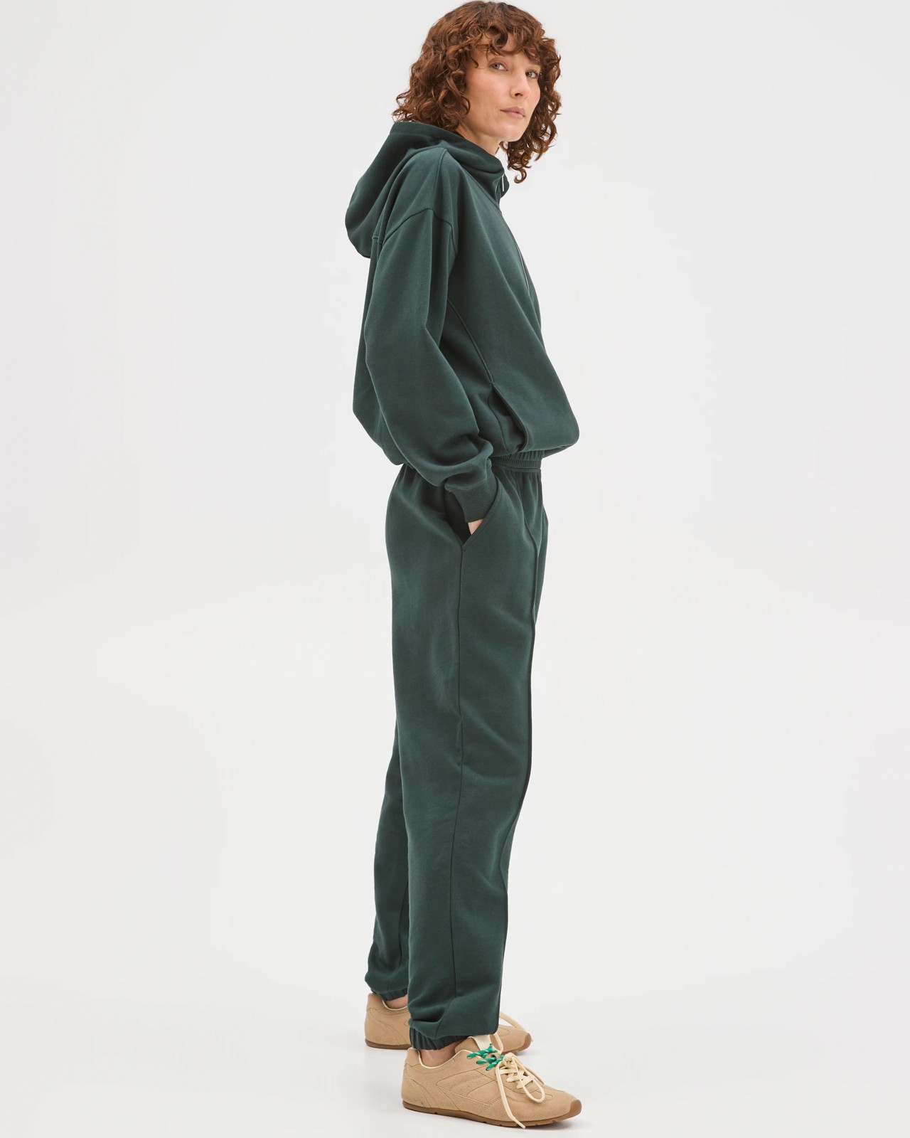 Active Australian Cotton Blend Fleece Trackpants - Pine/Pintuck 4 of 5