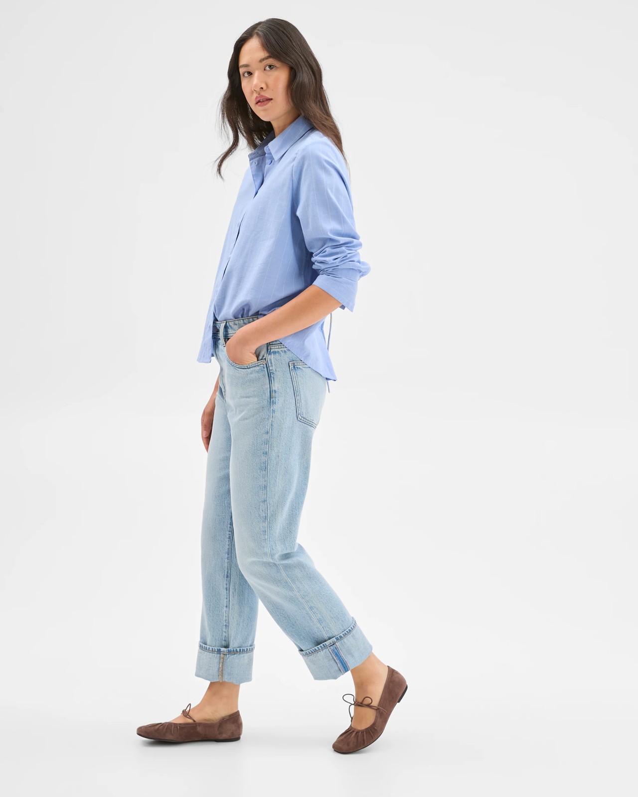 Straight Leg 90's Turn Up Denim Jeans 5 of 5