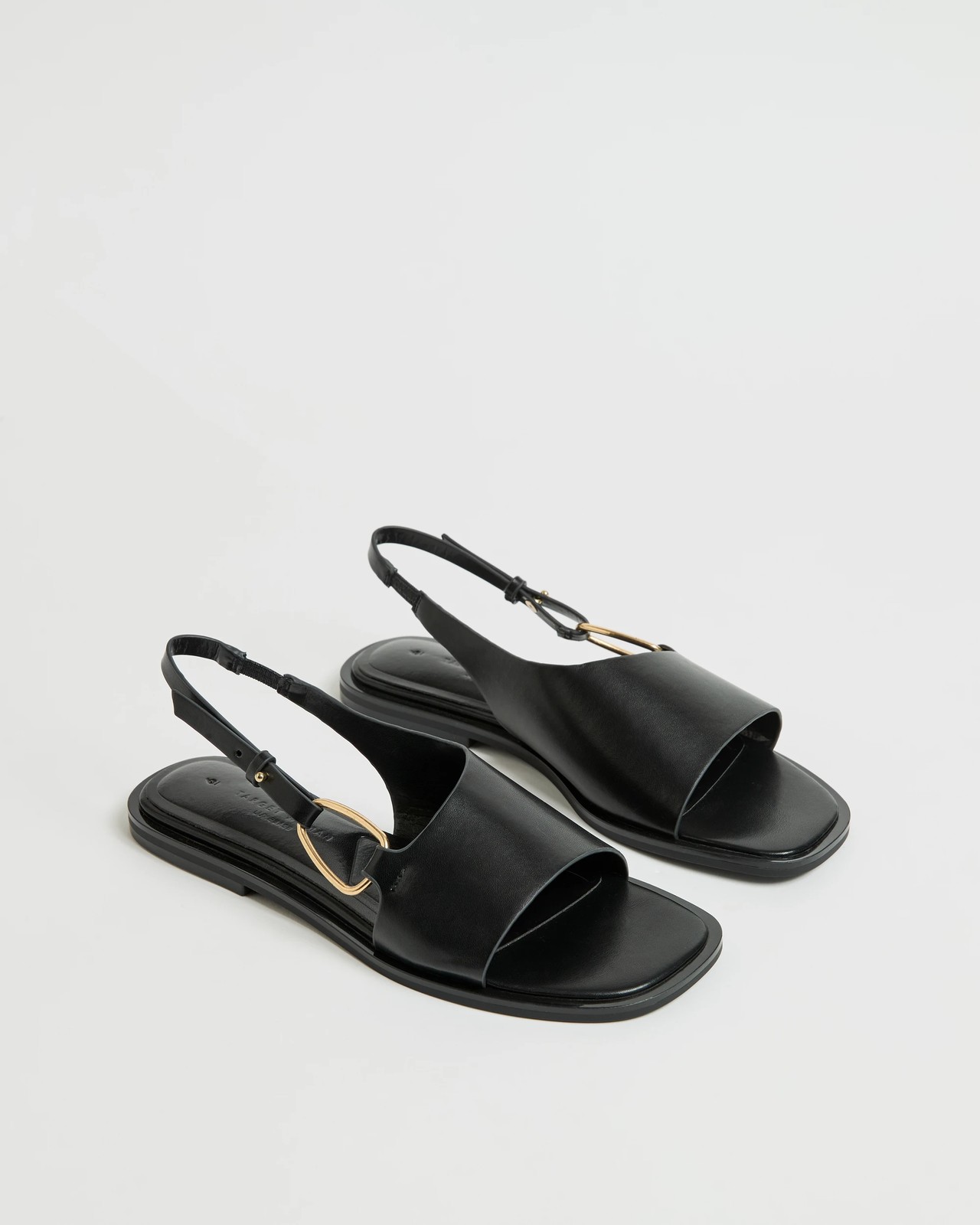 Willow Metal Trim Flat Sandals - Black / Gold 2 of 3