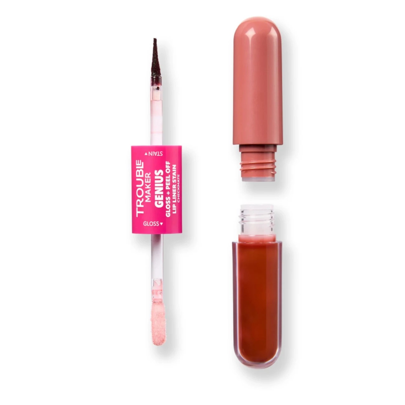 Trouble Maker Genius Duo Peel-Off Lip Liner Stain and Gloss - Checkmate Peach Pink 2 of 3