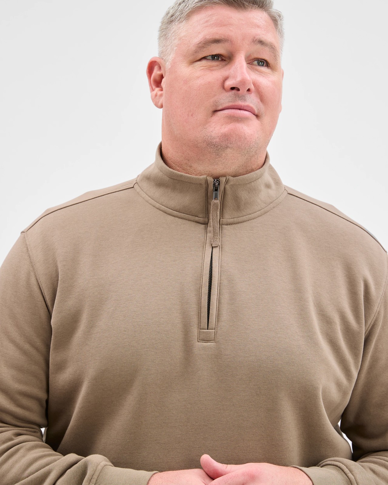 Plus Size Australian Cotton Blend 1/2 Zip Jumper - Mushroom 5 of 6