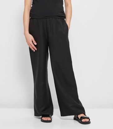 Maternity European Linen Blend Shirred Waist Pants
