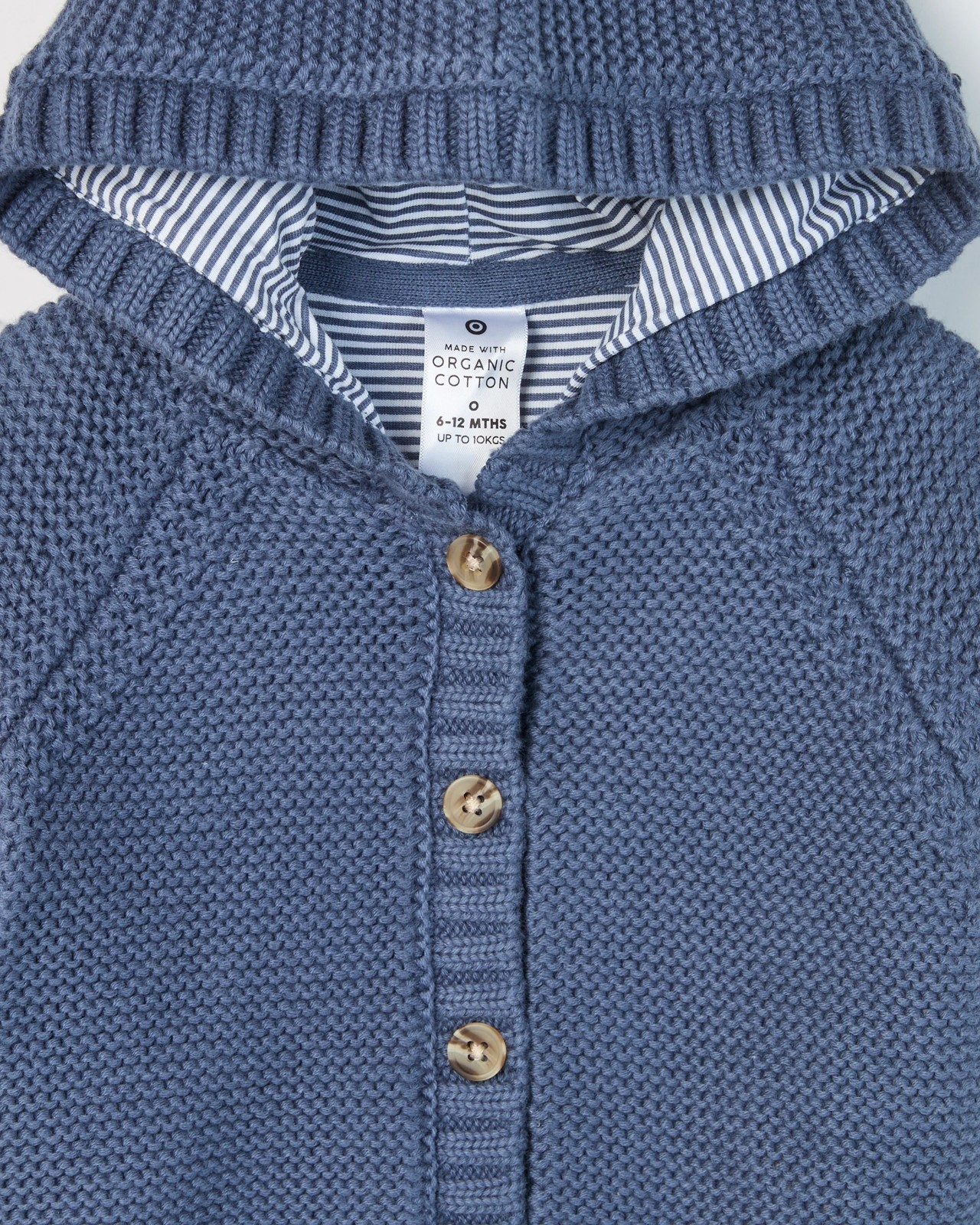Baby Organic Cotton Hooded Knit Cardigan - Vintage Indigo 2 of 2