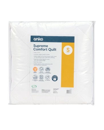 Medium Warmth Supreme Comfort Quilt, Single Bed - Anko
