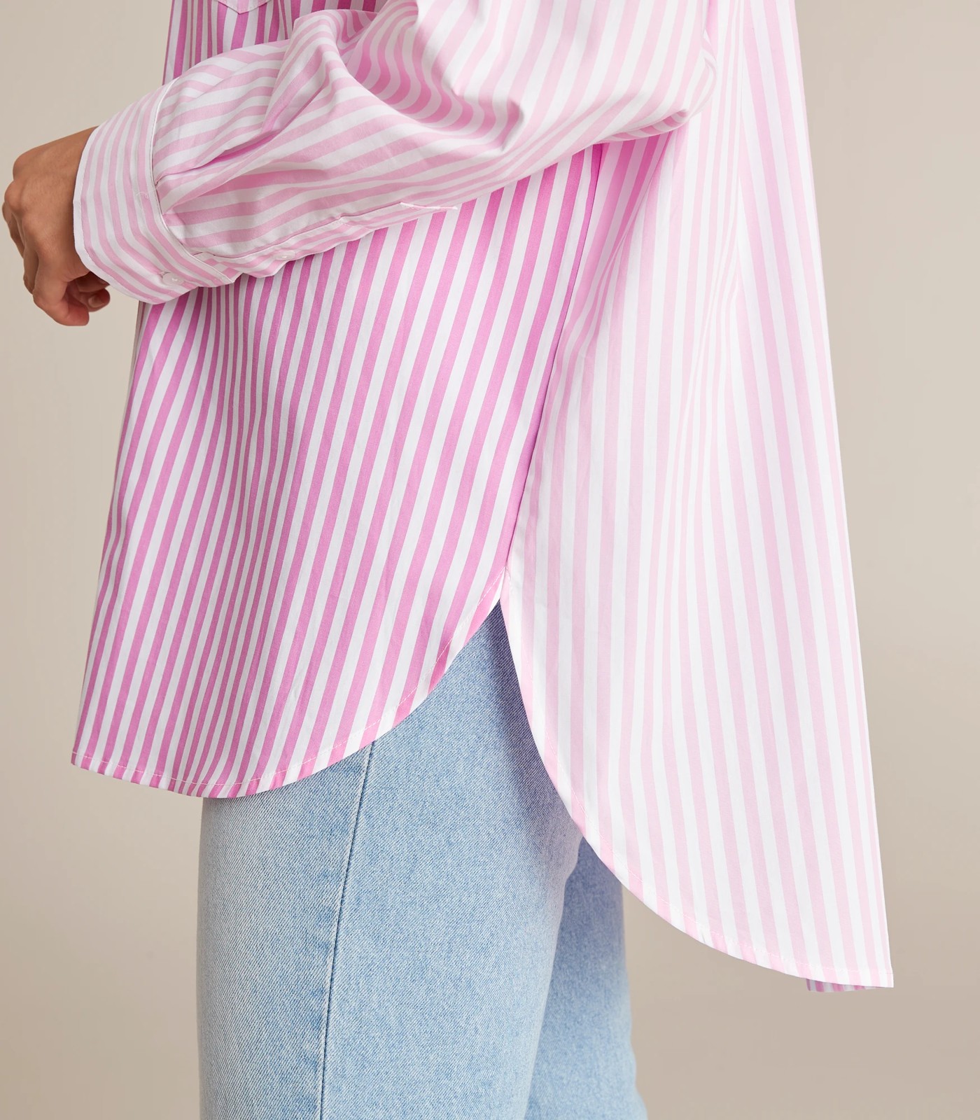 Pink Stripe Poplin Oversized Shirt