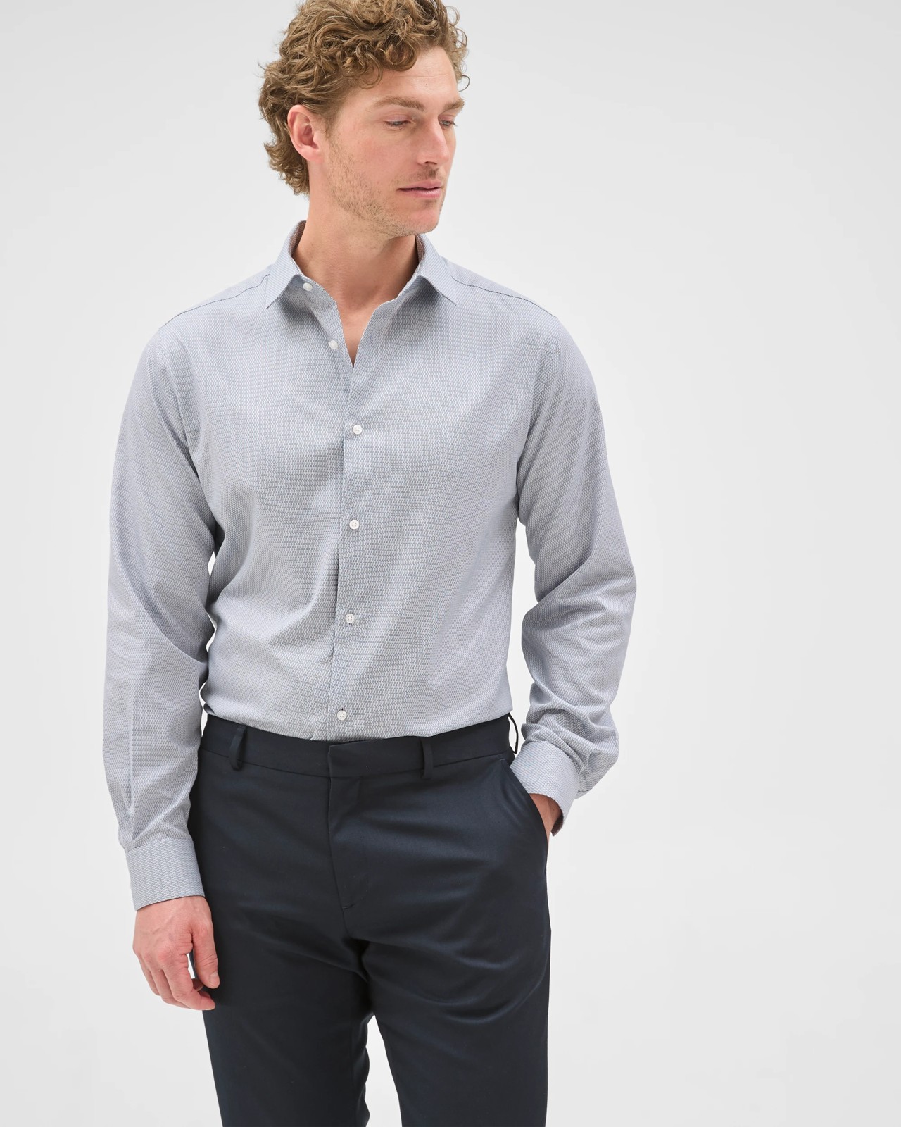 Preview Australian Cotton Dobby Shirt - Navy Solid 2 of 5