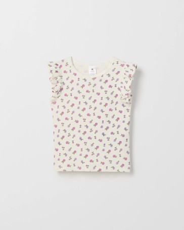 Australian Cotton Ruffle Sleeve Rib Tank Top