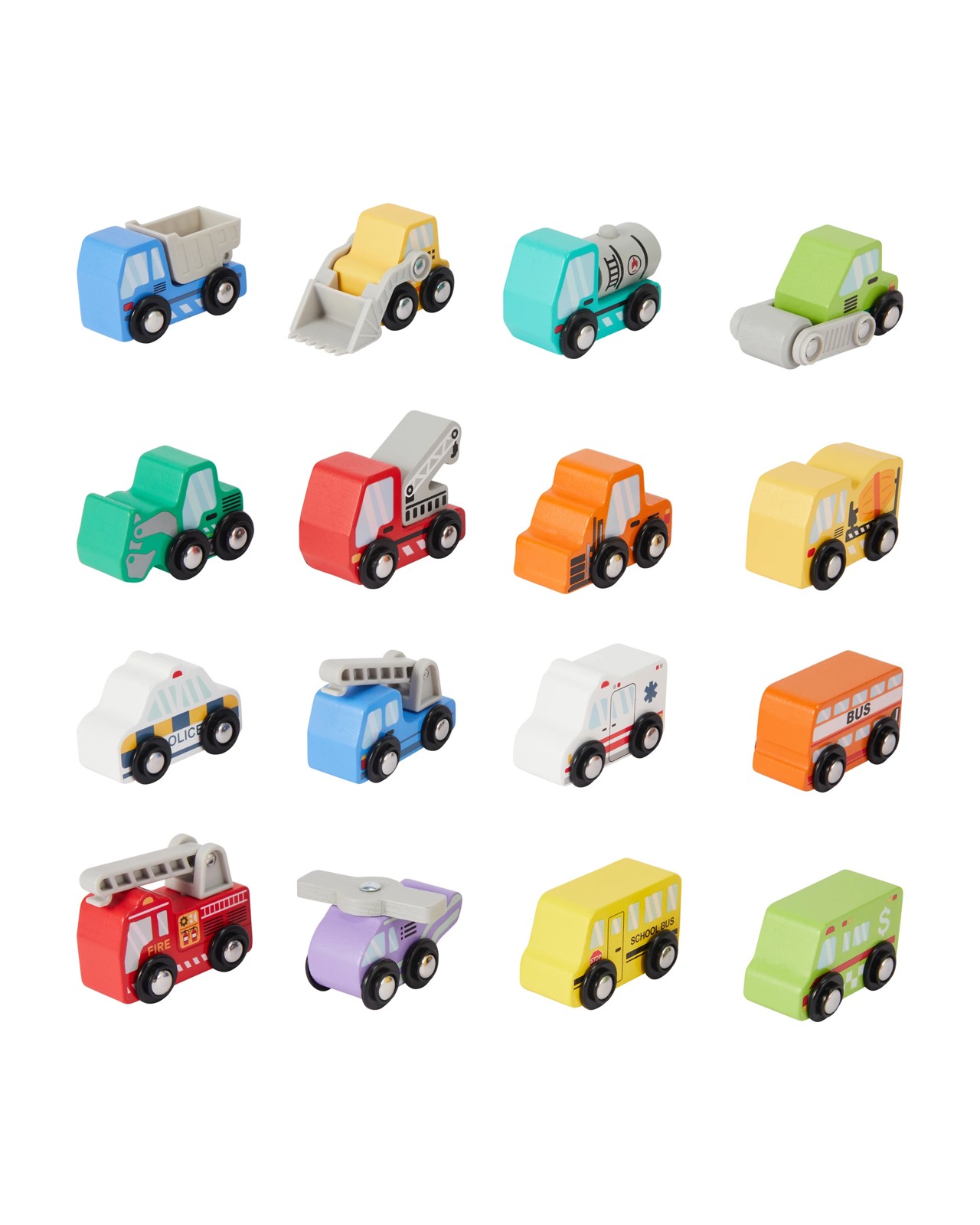 8 Pack Wooden Vehicle, Assorted - Anko 3 of 5