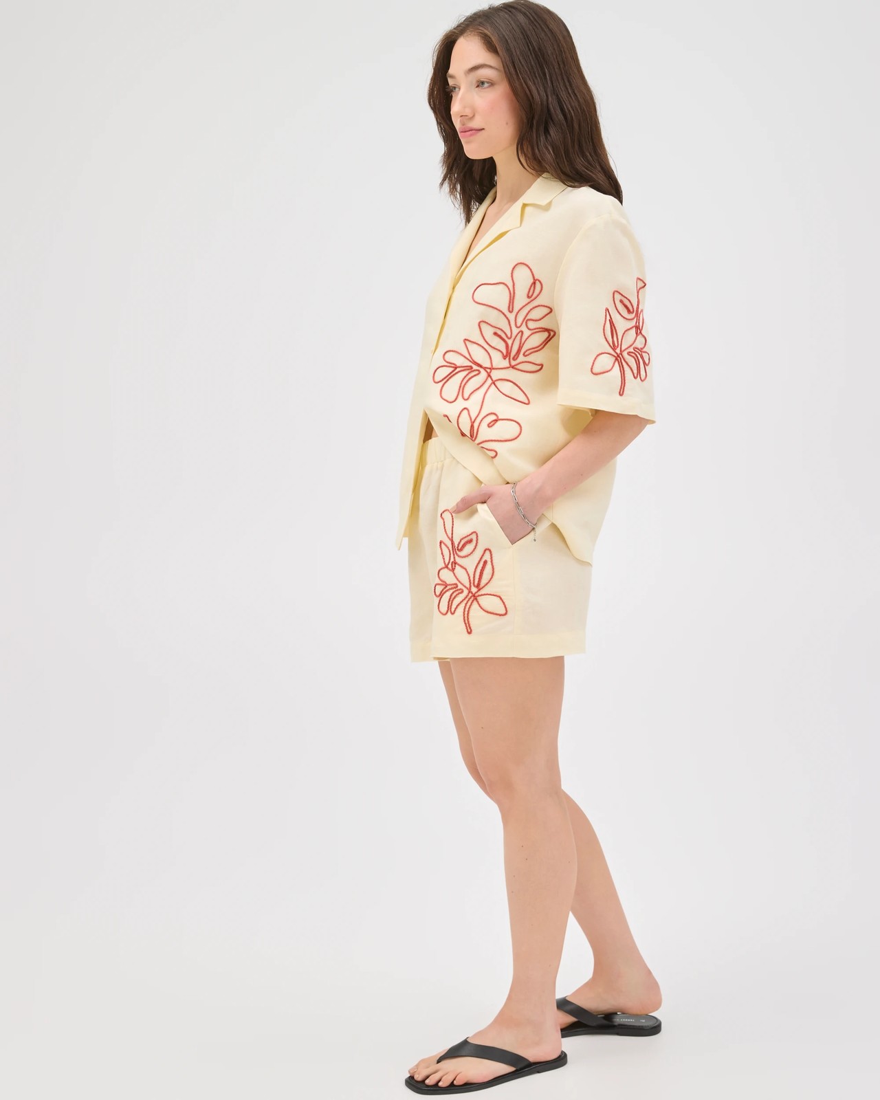 Lily Loves European Linen Blend Embellished Shorts - Whipped Butter 5 of 6