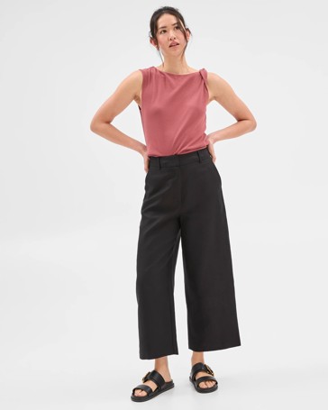 Tencel Linen Blend Culotte Pants - Preview