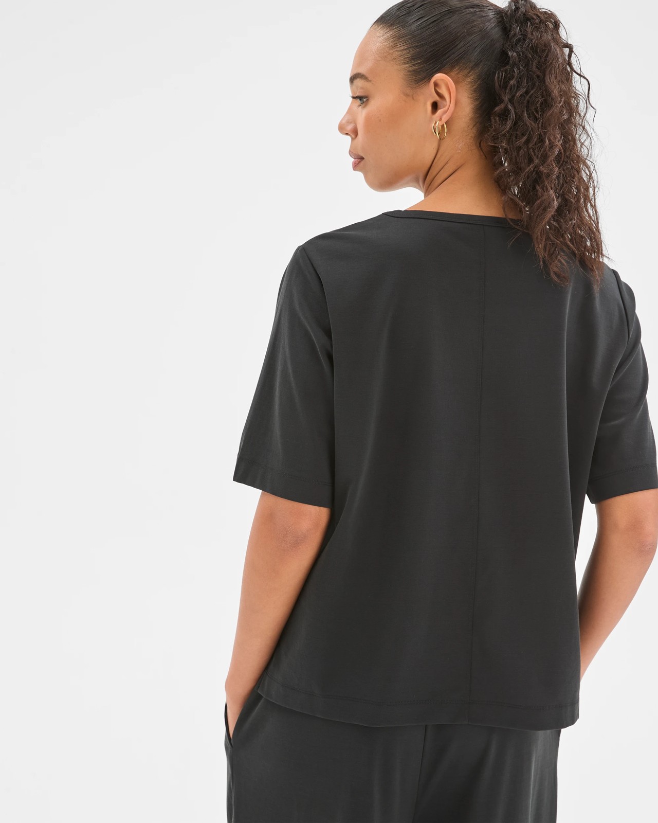 Relaxed Drape T-Shirt - Black 6 of 6