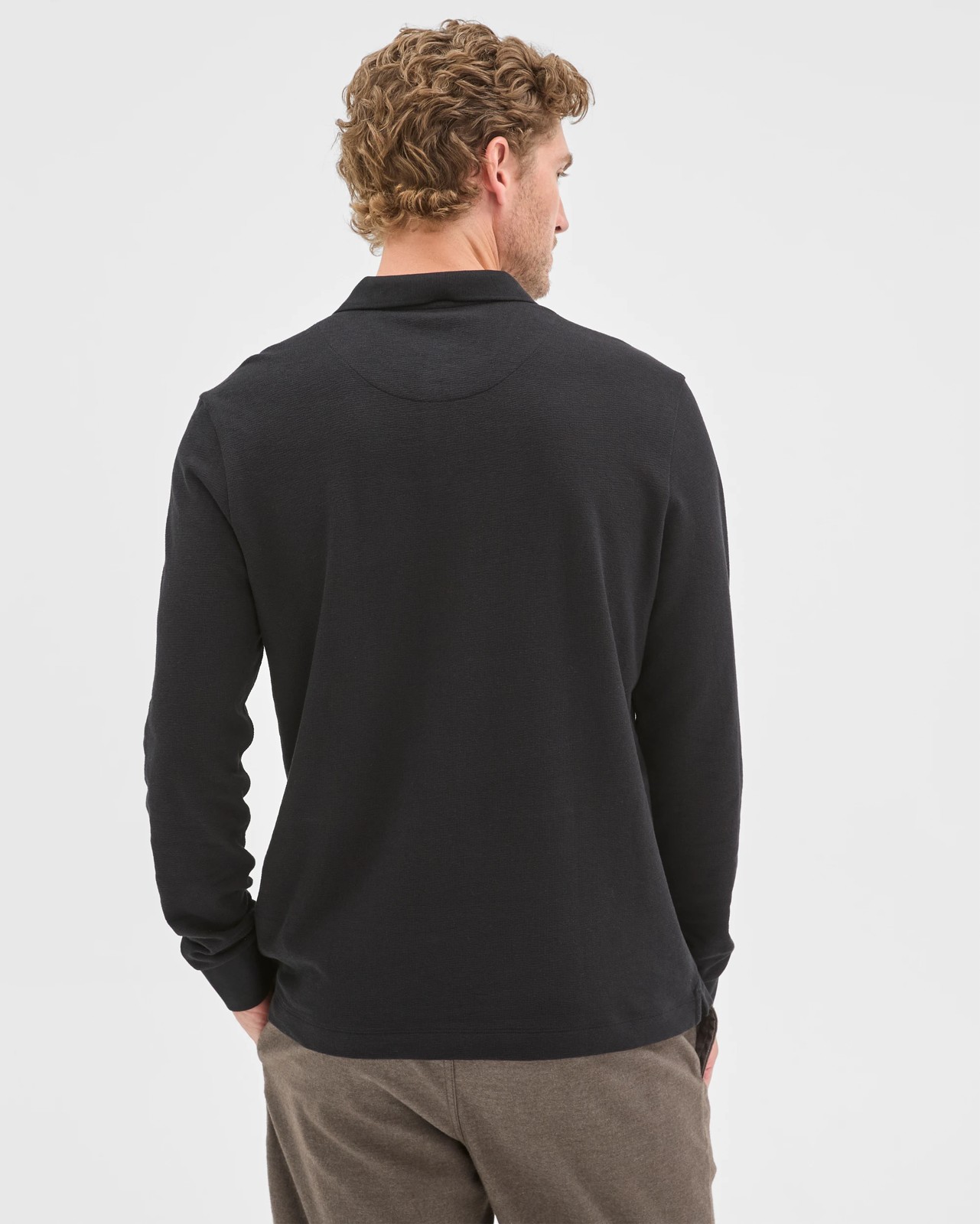 Australian Cotton Blend Boucle Polo Top - Black 6 of 6