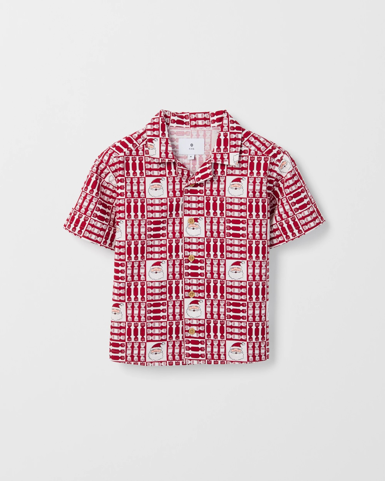 Cotton Short Sleeve Christmas Shirt - Red Tiles 4 of 5