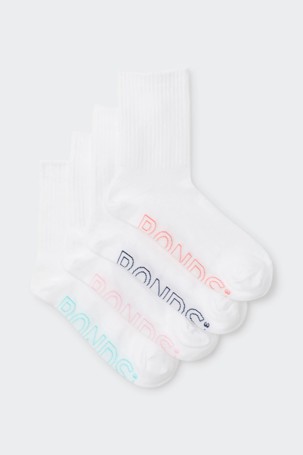 Bonds 4 Pack Logo Light 1/2 Crew Socks