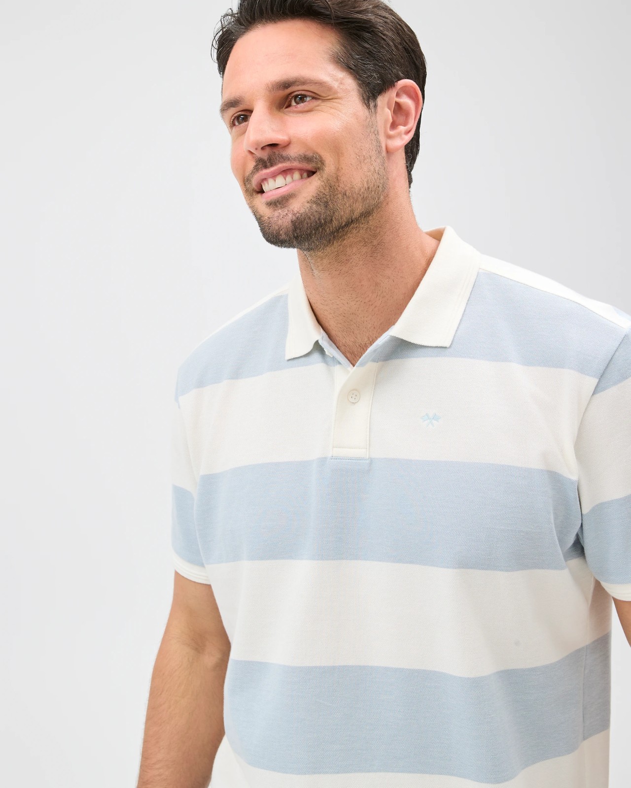 Australian Cotton Stripe Polo Top - Blue Fog Slate 5 of 6
