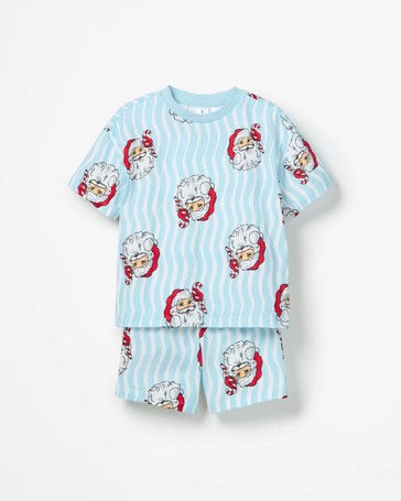 Family Matching Australian Cotton Younger Boys Christmas Santa Short Pyjama Set