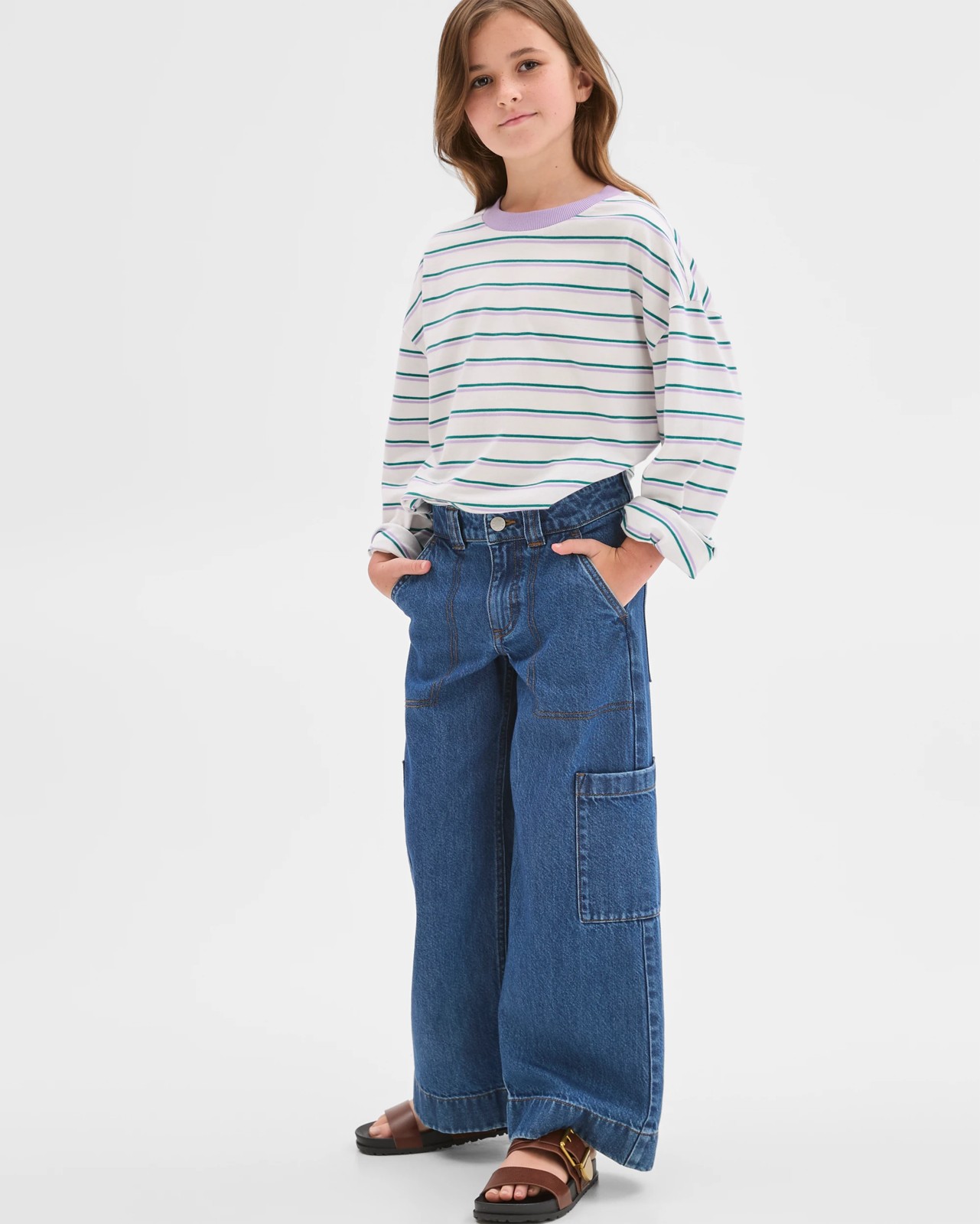 Australian Cotton Long Sleeve T-Shirt - Green / Pink 2 of 5