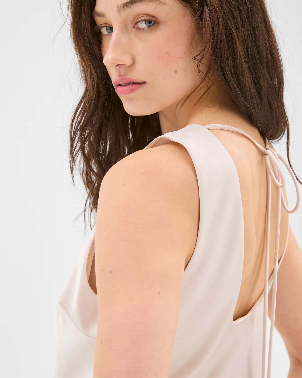 Lily Loves Asymmetrical Satin Tank Top - Pumice 4 of 6