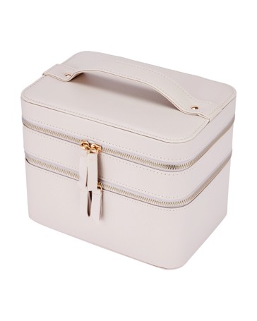 OXX Cosmetics Double Tier Hard Makeup Organiser Case - Beige