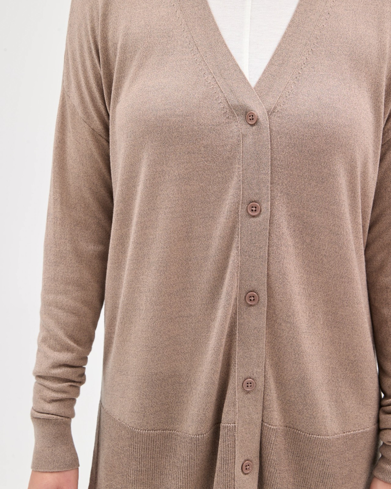 Preview Long Sleeve Boxy Cardigan - Parchment 6 of 6
