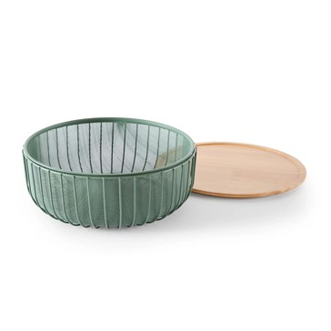 Anko 3 Piece Metal and Wood Fruit Bowl - Green
