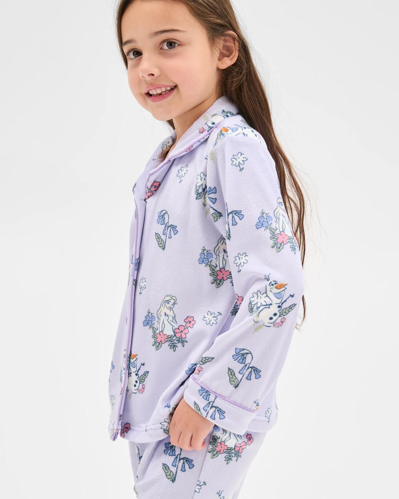 Disney Frozen Younger Girls Button Through Fleece Pyjama Set 4 of 5