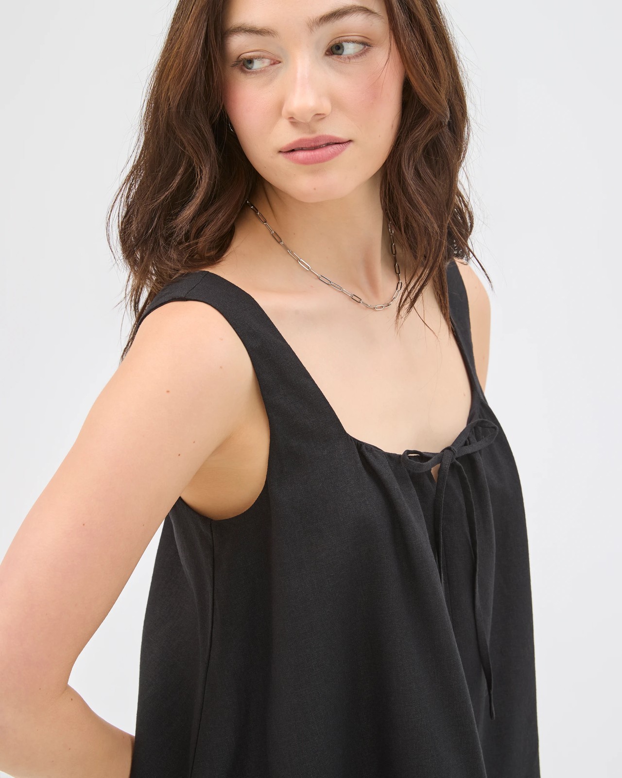 Lily Loves European Linen Blend Embroidered Cami - Black 5 of 5