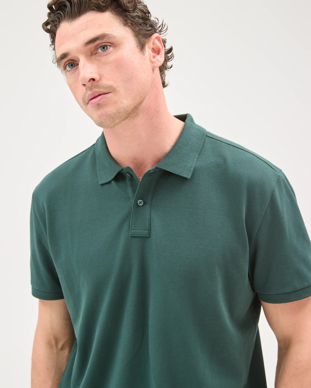 Australian Cotton Short Sleeve Polo Top - Hunter Green 5 of 6