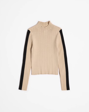 Long Sleeve Rib Mock Neck Knit