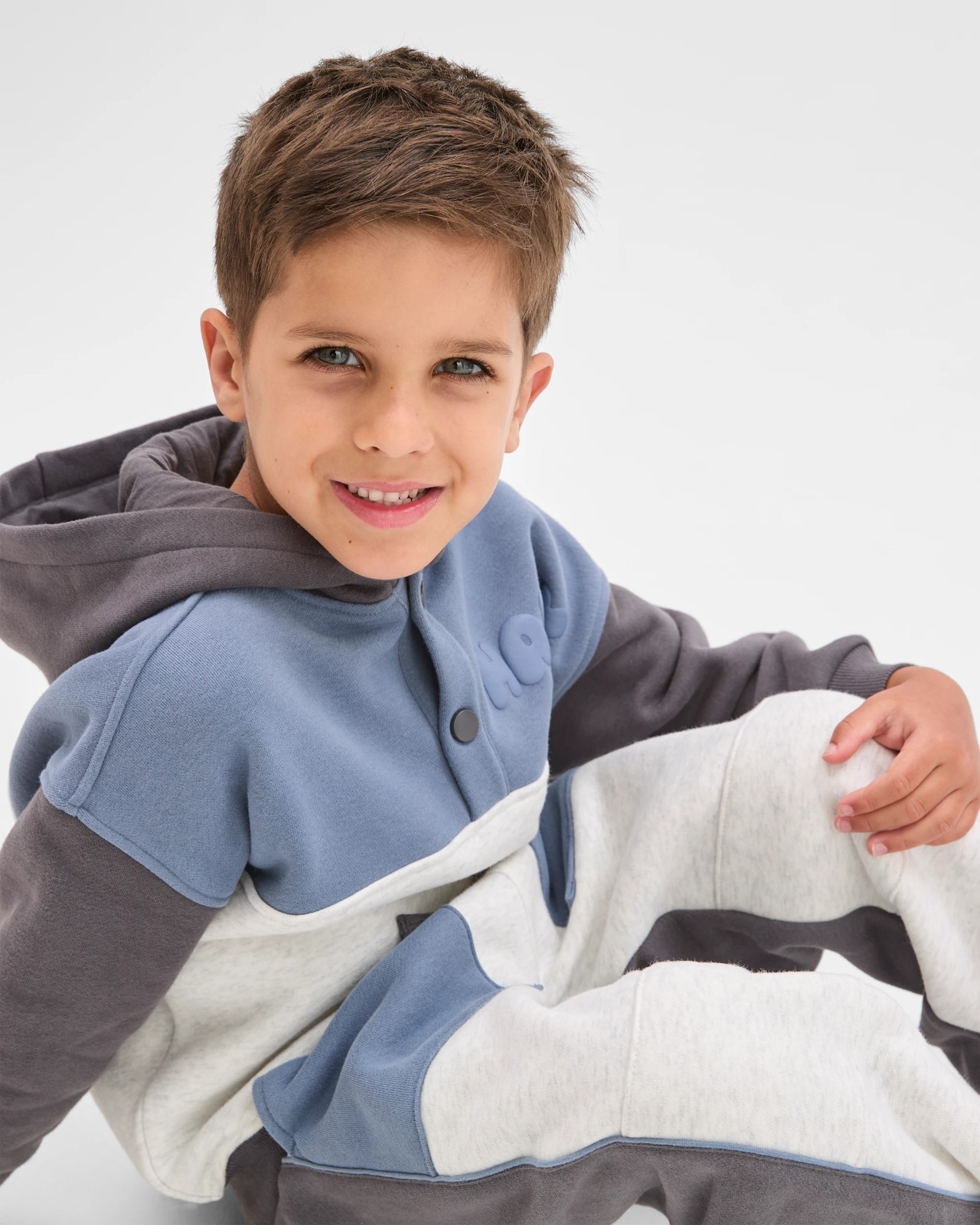 Australian Cotton Blend Hoodie and Trackpants Set - Blue / Grey 4 of 6