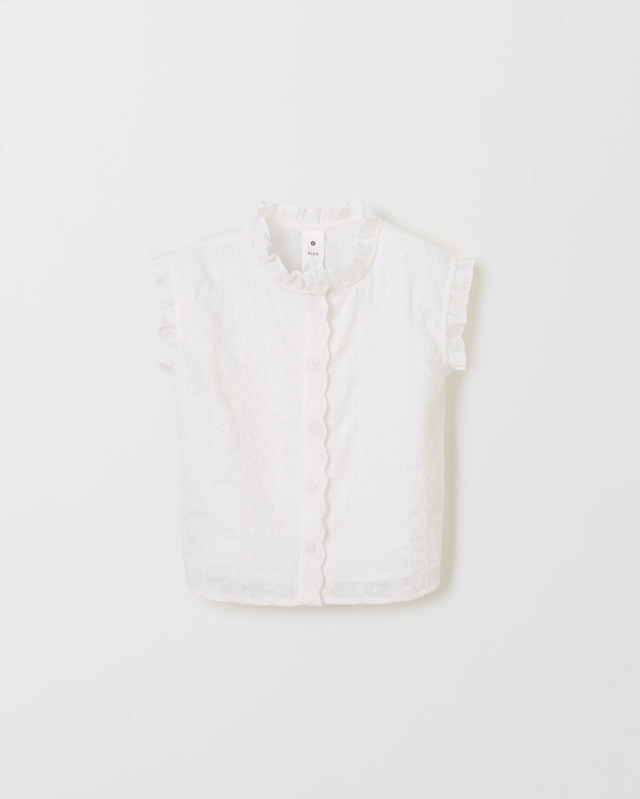Cotton Sleeveless Woven Broderie Shirt - white broderie 5 of 6