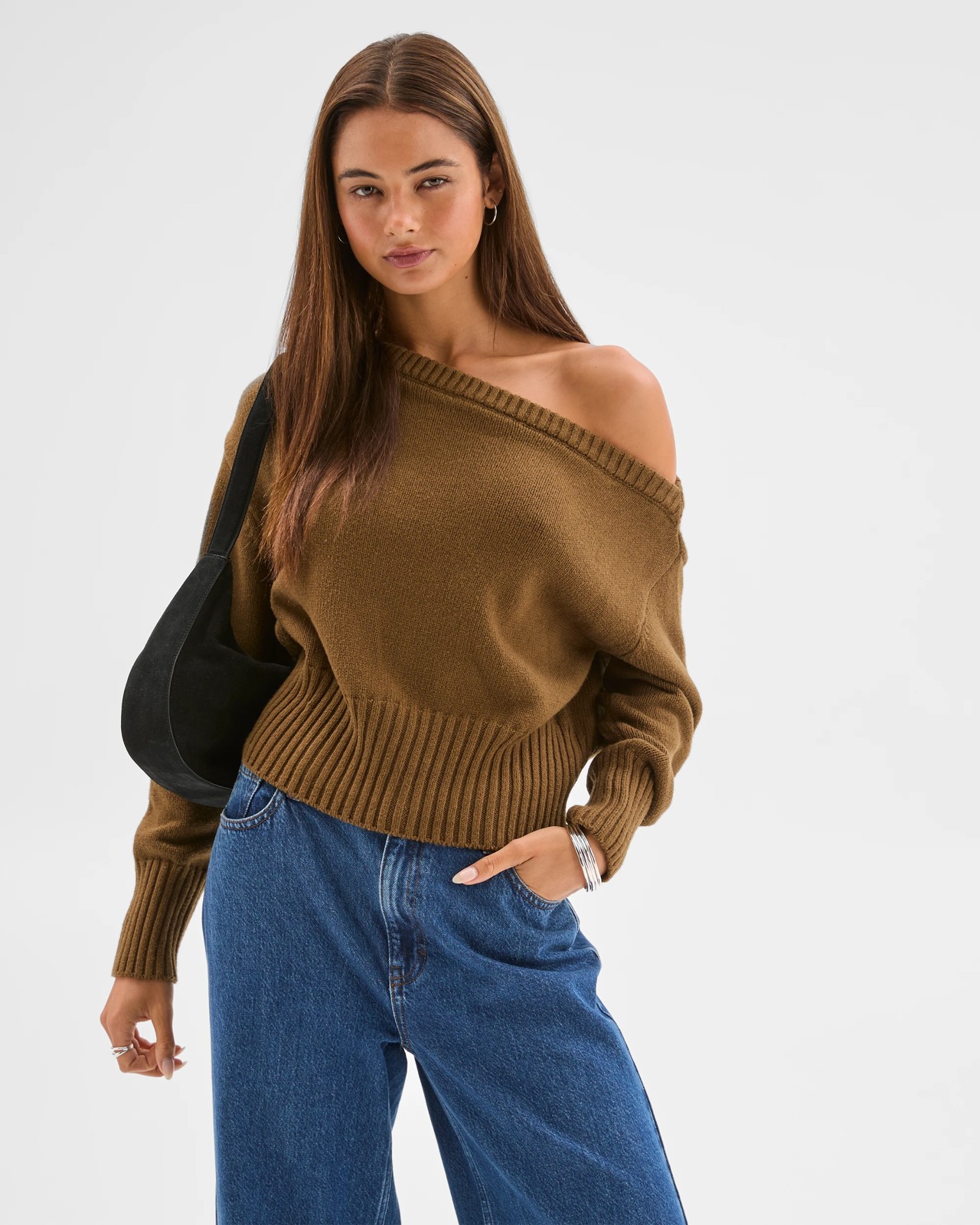 Lily Loves Off Shoulder Jumper - Deep Moss 4 of 5