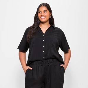 Plus Size Linen Blend Shorts Black Target Australia