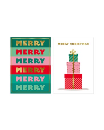 10 Pack Hallmark Boxed Christmas Cards - Merry and Presents