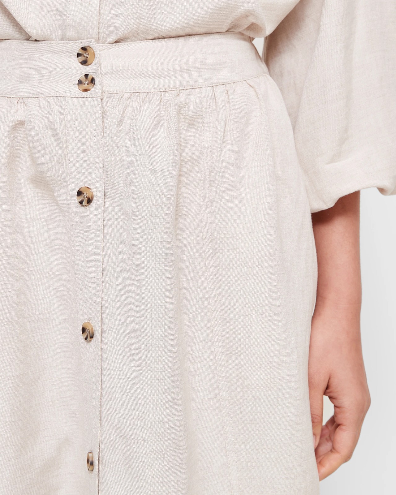 Linen Blend Button Through Midi Skirt - Preview 5 of 5