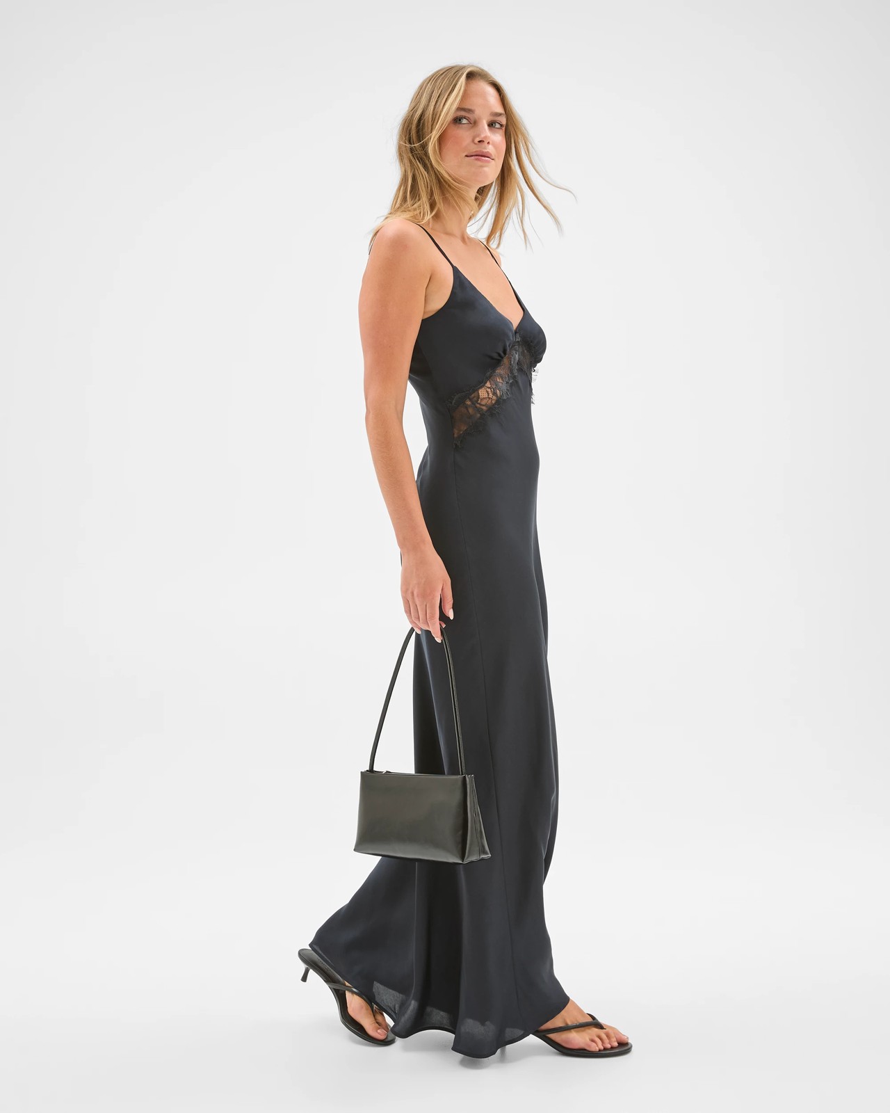 Lily Loves Lace Trim Satin Maxi Dress 2 of 5