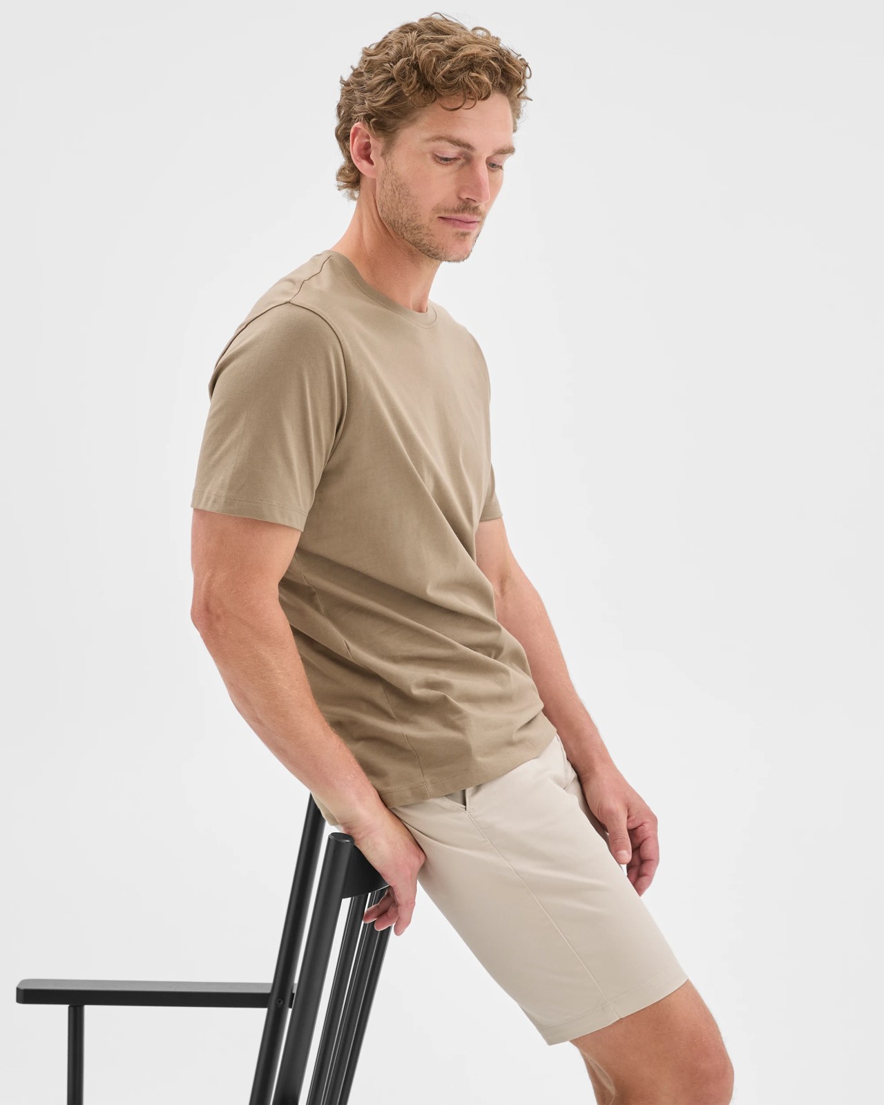Australian Cotton Slim Chino Shorts - Light Stone 3 of 5