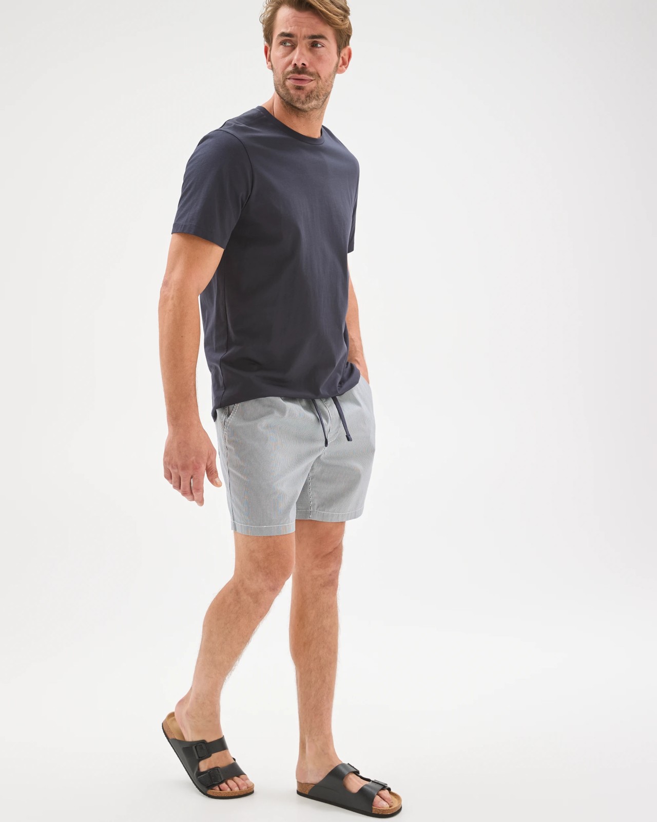 Australian Cotton Micro Stripe Shorts  - Night Sky 5 of 6