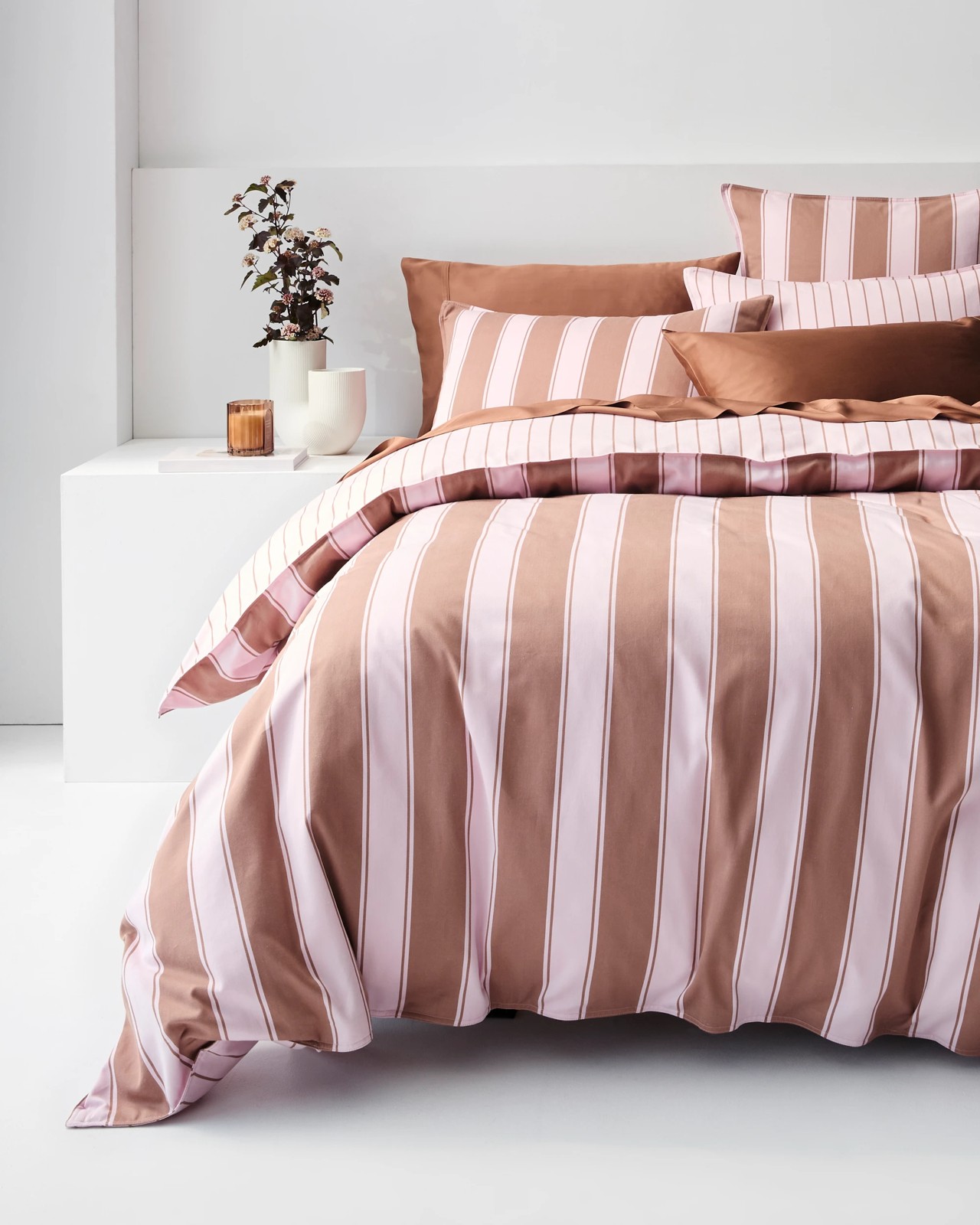 Rayne Stripe Stonewash Quilt Cover Set - Mocha/Lilac 2 of 5