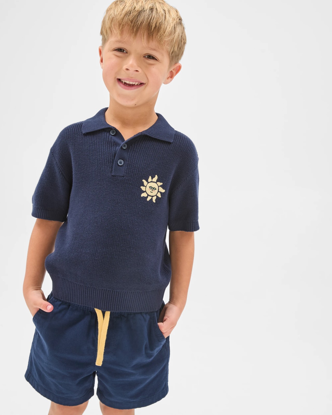 Australian Cotton Polo T-Shirt & Shorts Set - Navy Blue 2 of 6