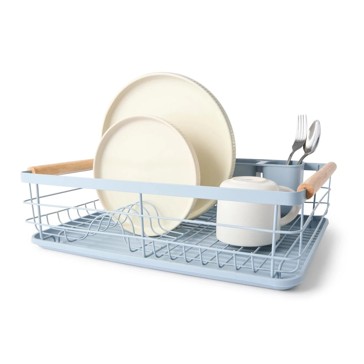 Anko Blue Wooden Handle Dish Rack