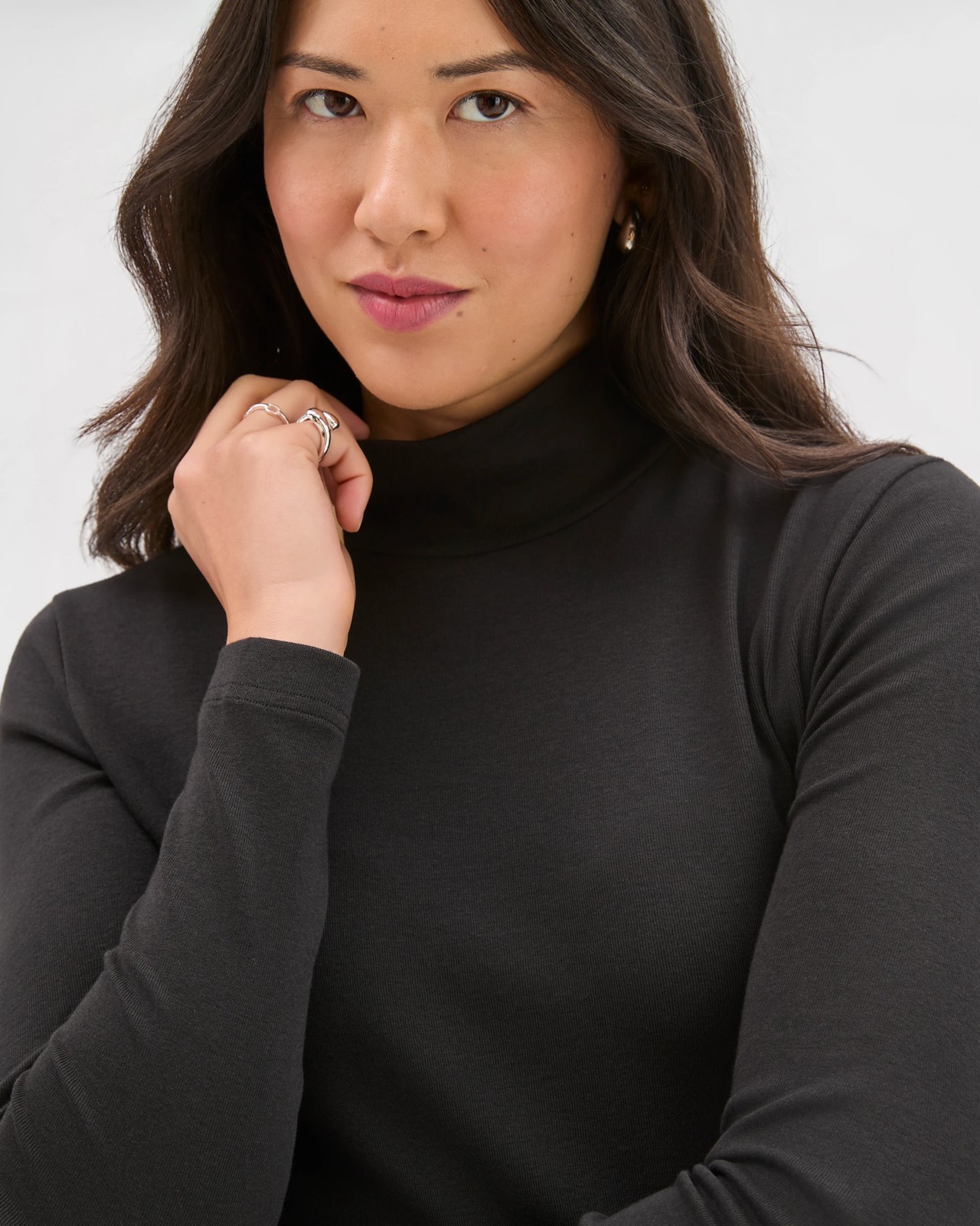 Soft Touch Long Sleeve Skivvy Top - Black 5 of 6