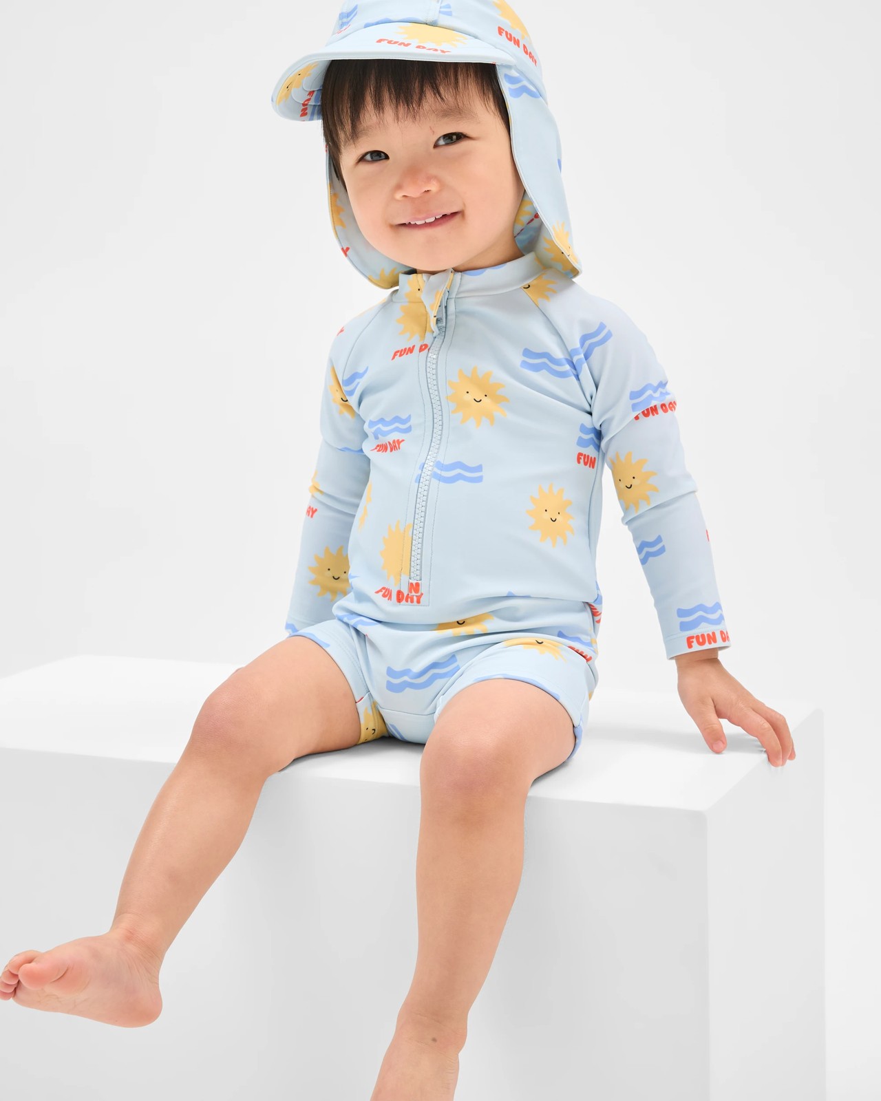 Baby Unitard and Hat 2 Piece Swim Set - Ballad Blue 2 of 5