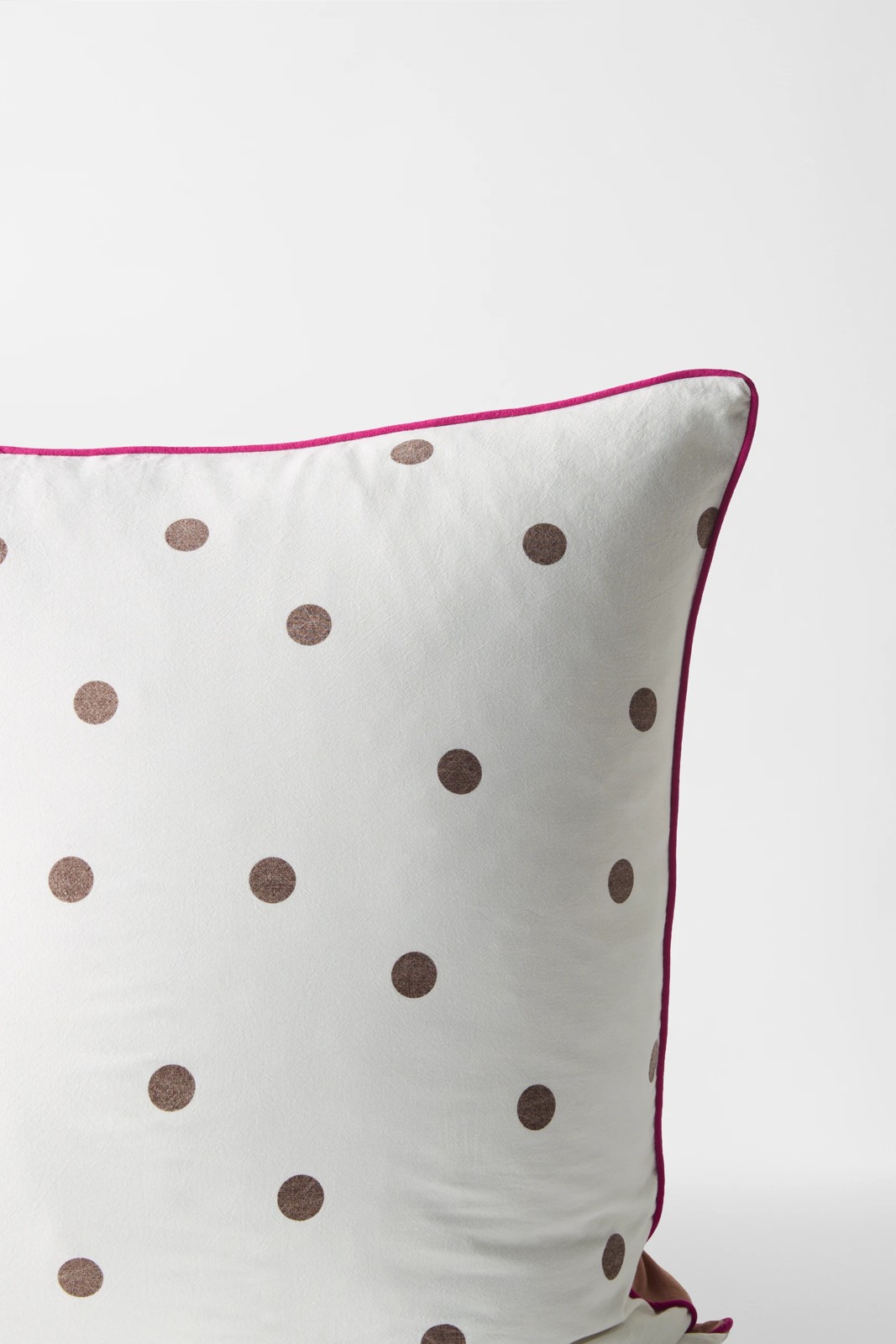 Arlo Polka Dot Stonewash Cotton European Pillowcase - Mocha 2 of 2