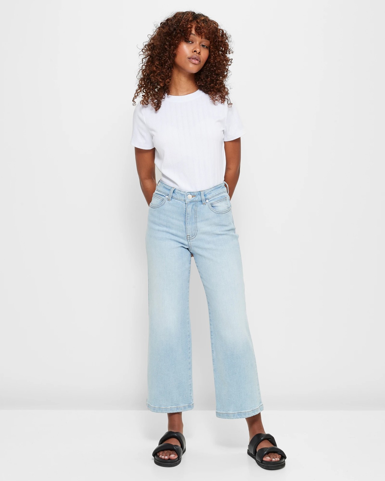 Petites Crop Wide Leg Denim Jeans - Dannii Minogue - Sky Blue | Target ...