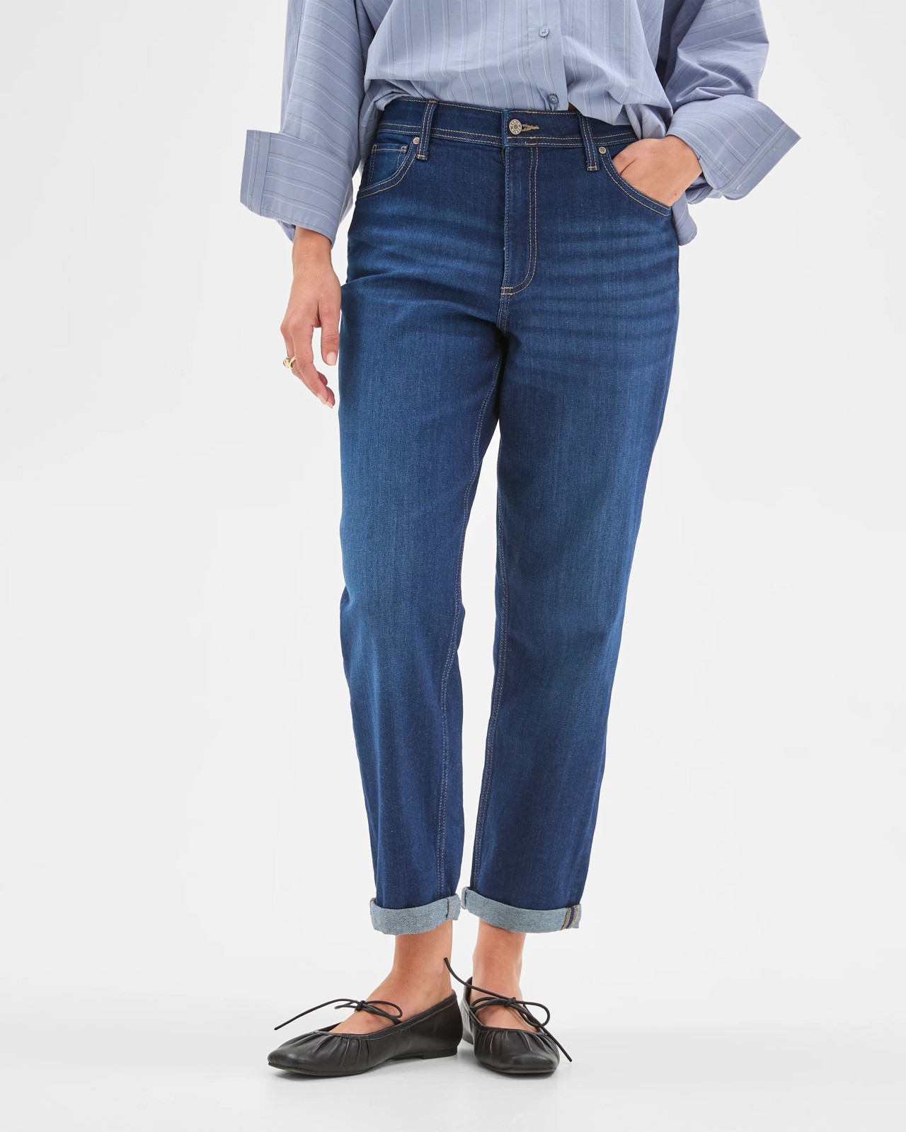 Denim Mid Rise Courtney Girlfriend Jeans - Saphire 6 of 6