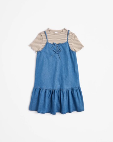 Chambray Dress and T-shirt 2 Piece Set
